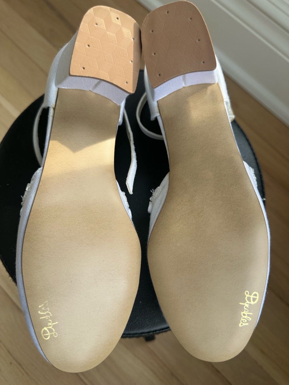 White Block Heel Ankle-Strap Sandals